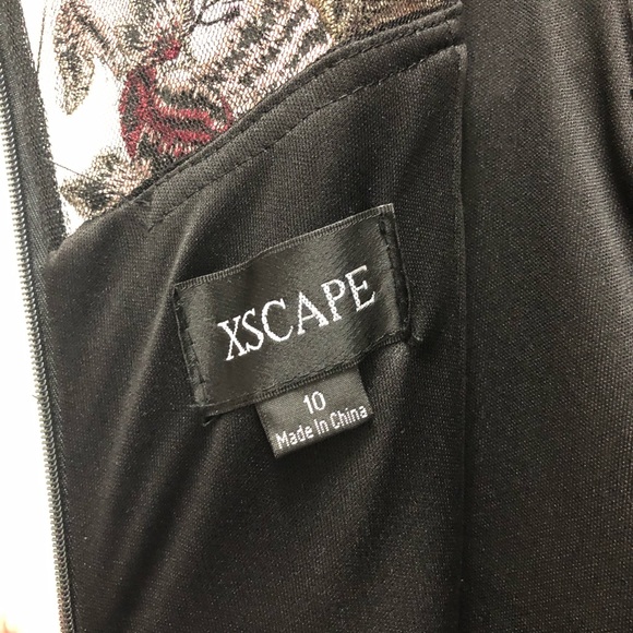 XSCAPE Gown Black with Floral Embroidery & Stones - Picture 6 of 15